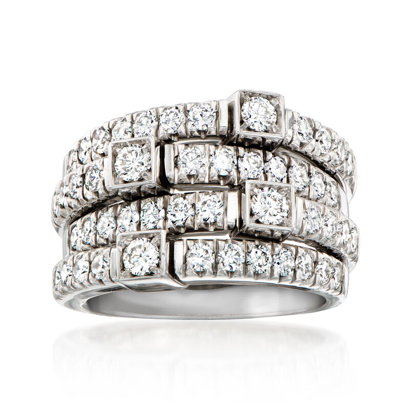 C. 1990 Vintage 2.40 ct. t.w. Diamond Multi-Row Ring in 18kt White Gold. Size 8 image number 0
