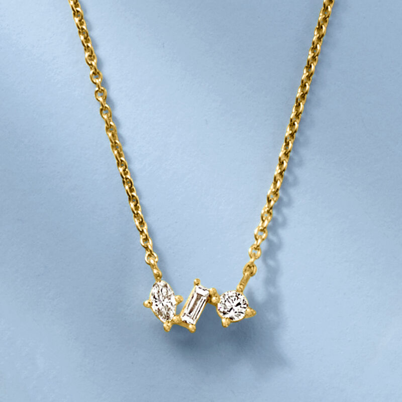 .20 ct. t.w. Multi-Shaped Lab-Grown Diamond Necklace in 18kt Gold Over Sterling. 16" image number 2