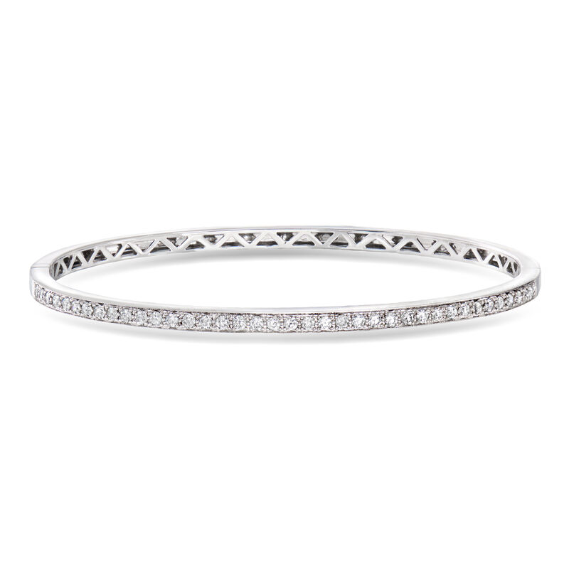 C. 1990 Vintage .78 ct. t.w. Diamond Bangle Bracelet in 18kt White Gold. 7" image number 0