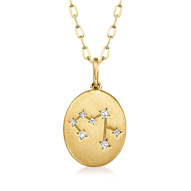 Sagittarius - Diamond Zodiac Constellation Pendant Necklace in 18kt Gold Over Sterling. 18&quot; image number 0
