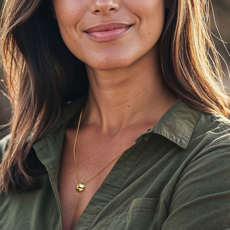 Italian 18kt Gold Over Sterling Rolo-Chain Bead Necklace image number 1