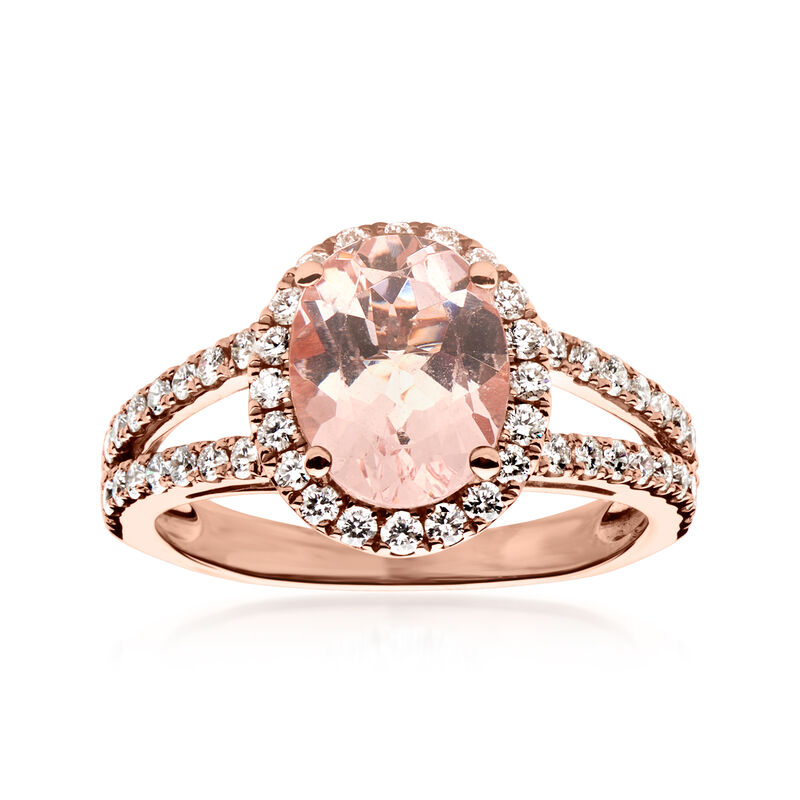 C. 2000 Vintage 1.80 Carat Morganite Ring with .75 ct. t.w. Diamonds in 14kt Rose Gold. Size 5 image number 0