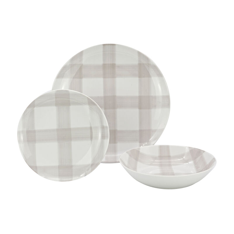 Godinger 12-pc. Service for 4 Plaid Porcelain Dinnerware Set image number 0