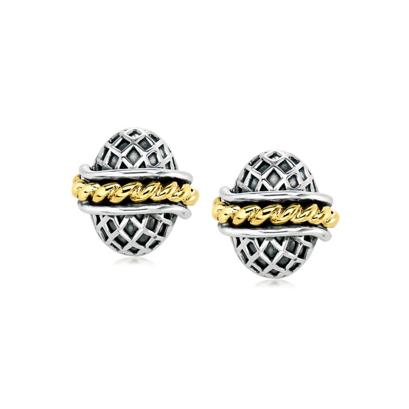C. 1990 Vintage Sterling Silver and 14kt Yellow Gold Earrings image number 0
