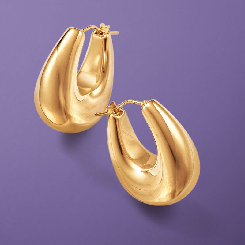 Andiamo 14kt Yellow Gold Puffed Hoop Earrings. 1&quot; image number 3