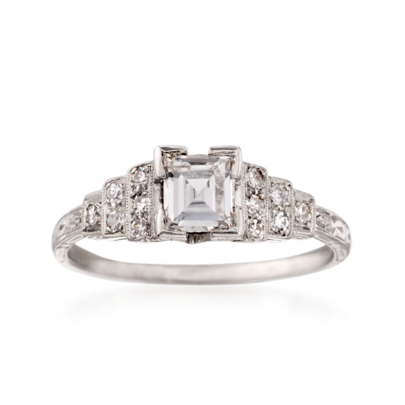 C. 1990 Vintage .71 ct. t.w. Diamond Engagement Ring in Platinum. Size 7.25 image number 0