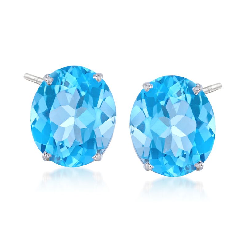12.00 ct. t.w. Swiss Blue Topaz Earrings in 14kt White Gold image number 0