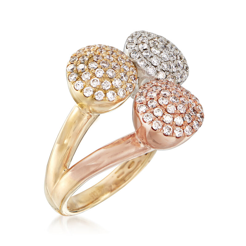 1.05 ct. t.w. Diamond Multi-Circle Ring in 14kt Tri-Colored Gold. Size 7 image number 2