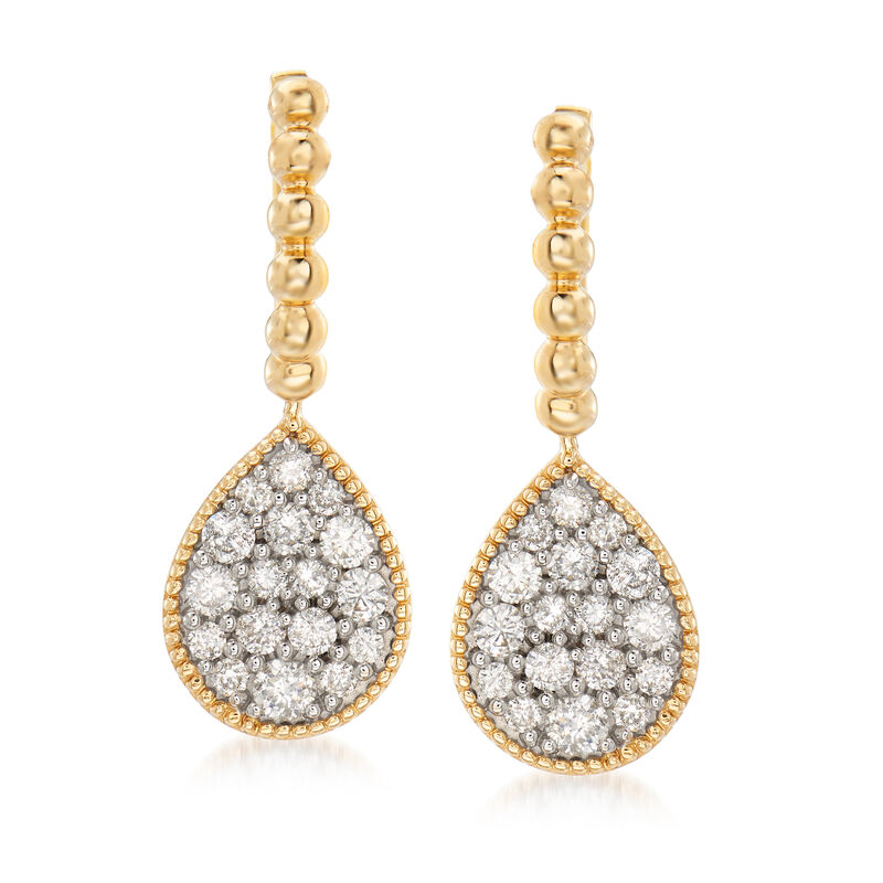 1.00 ct. t.w. Diamond Cluster Drop Earrings in 14kt Yellow Gold image number 0
