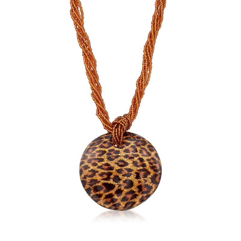 Italian Leopard Murano Glass Multi-Strand Necklace with 18kt Gold Over Sterling image number 0