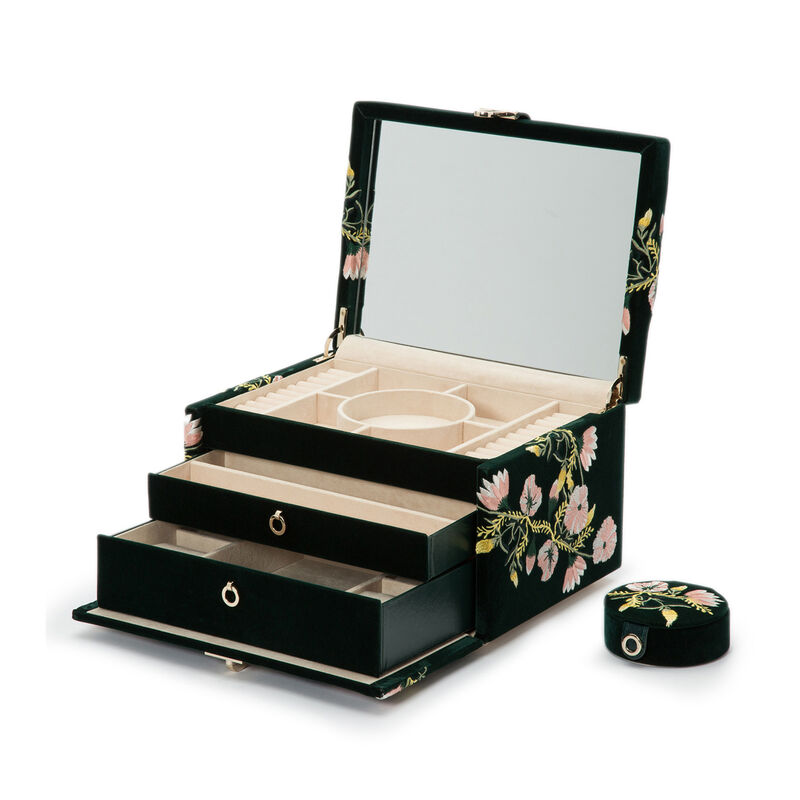 WOLF &quot;Zoe&quot; Forest Green Velvet Medium Jewelry Box image number 5