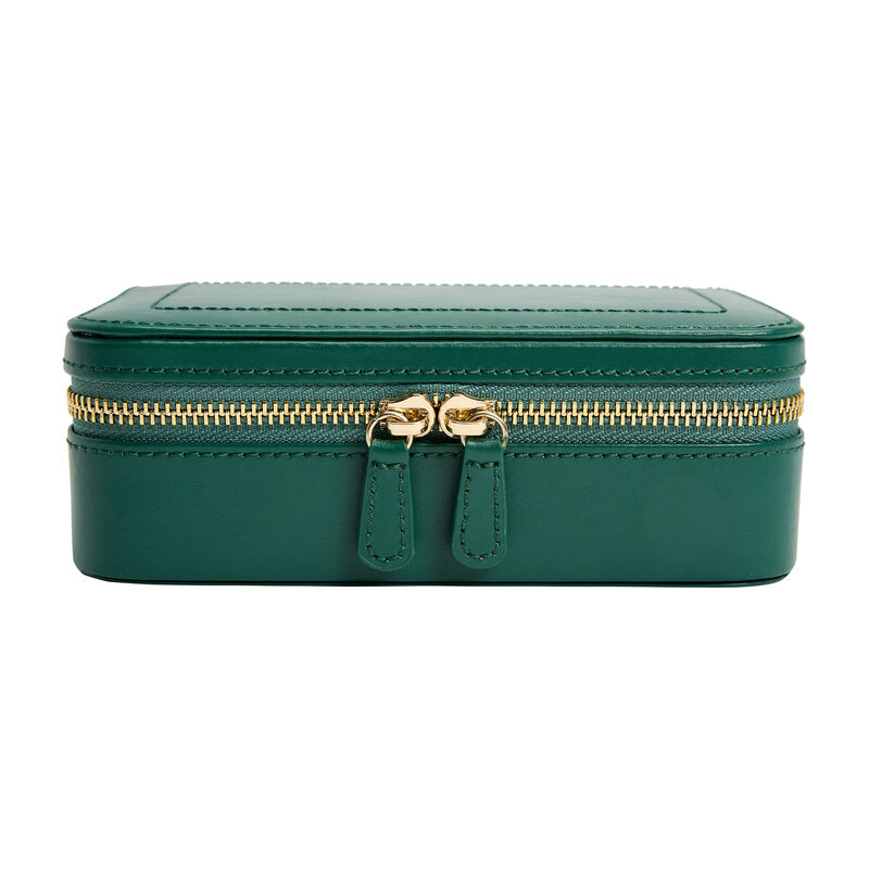 WOLF &quot;Sophia&quot; Forest Green Leather Jewelry Zip Case image number 7