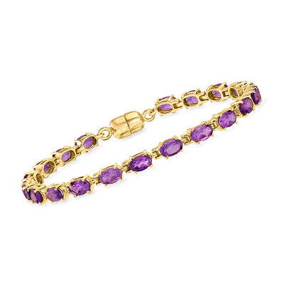 7.75 ct. t.w. Amethyst Tennis Bracelet in 18kt Gold Over Sterling with Magnetic Clasp