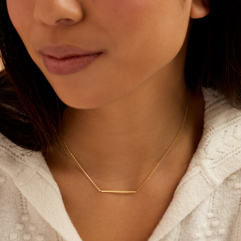 Italian 14kt Yellow Gold Bar Necklace. 16&quot; image number 1