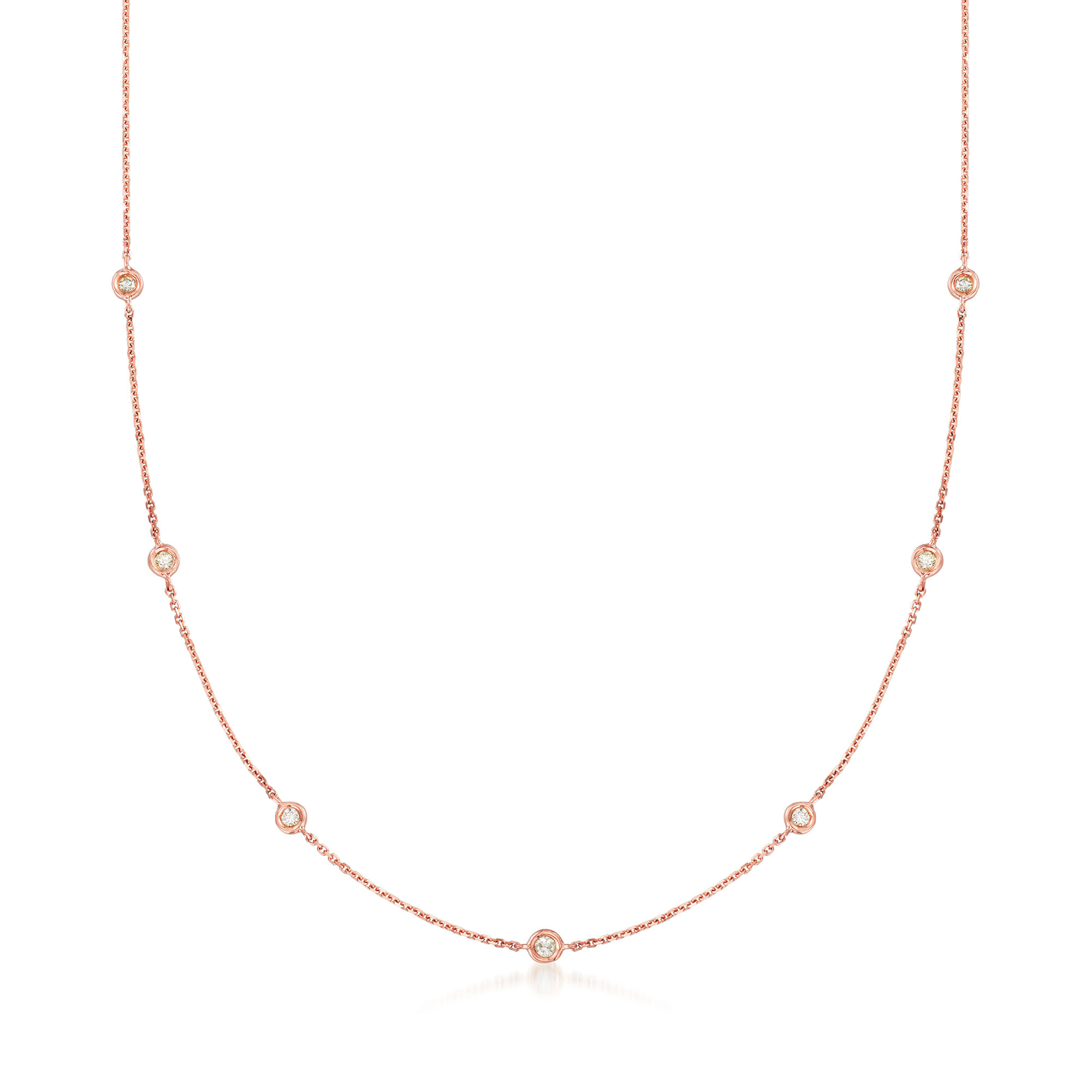 20 ct. t.w. Diamond Station Necklace in 14kt Rose Gold