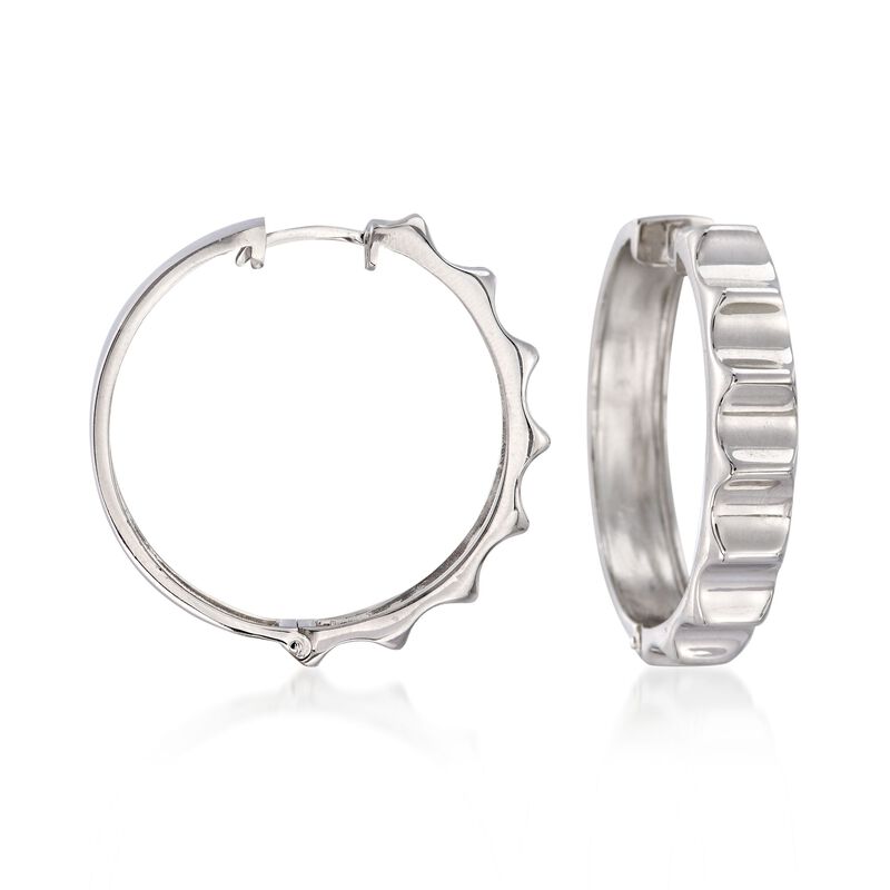 Sterling Silver Ridged Hoop Earrings image number 0