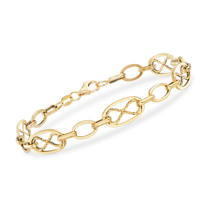 Italian Oval and Infinity-Link Bracelet in 14kt Yellow Gold image number 0