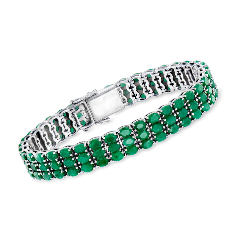 20.00 ct. t.w. Emerald Three-Row Tennis Bracelet in Sterling Silver image number 0