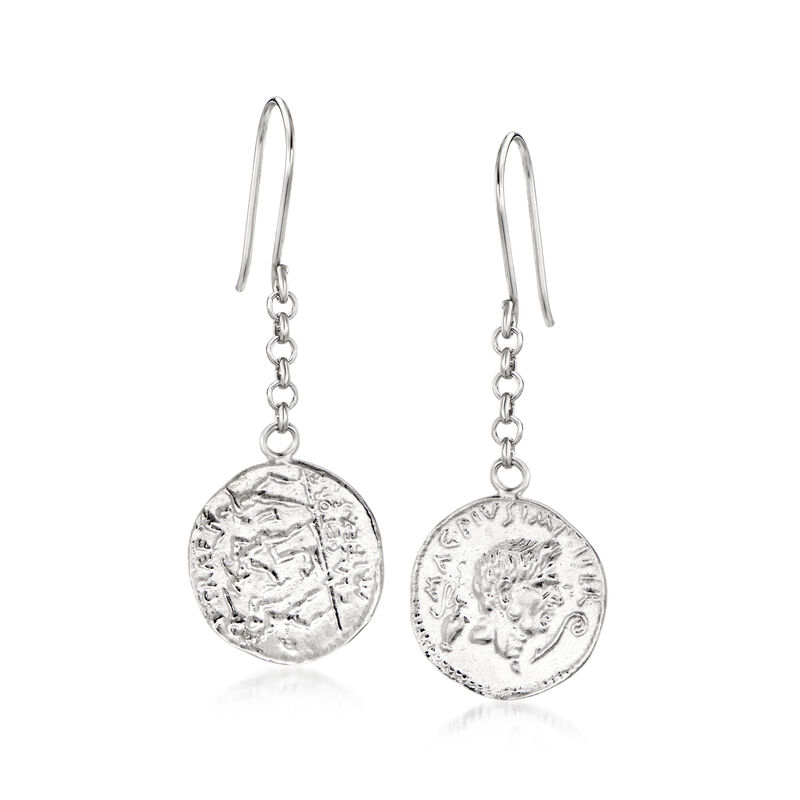 Sterling Silver Replica Coin Drop Earrings image number 2