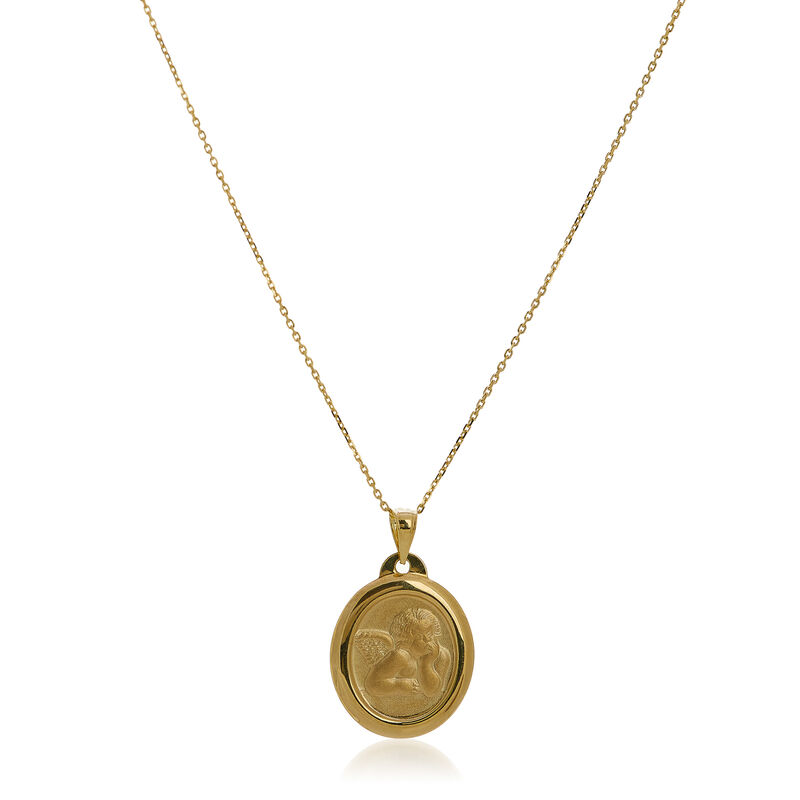 14kt Yellow Gold Cupid Pendant Necklace image number 0