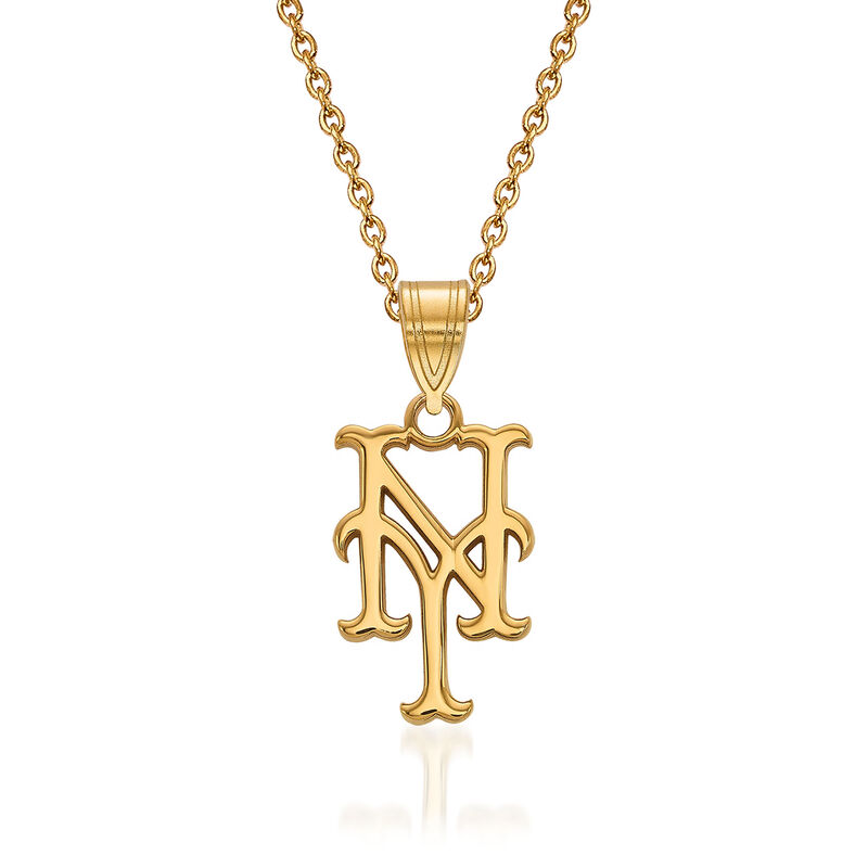 14kt Yellow Gold MLB New York Mets Pendant Necklace. 18&quot; image number 0