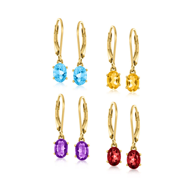 5.00 ct. t.w. Multi-Gemstone Jewelry Set: Four Pairs of Drop Earrings in 18kt Gold Over Sterling  image number 0
