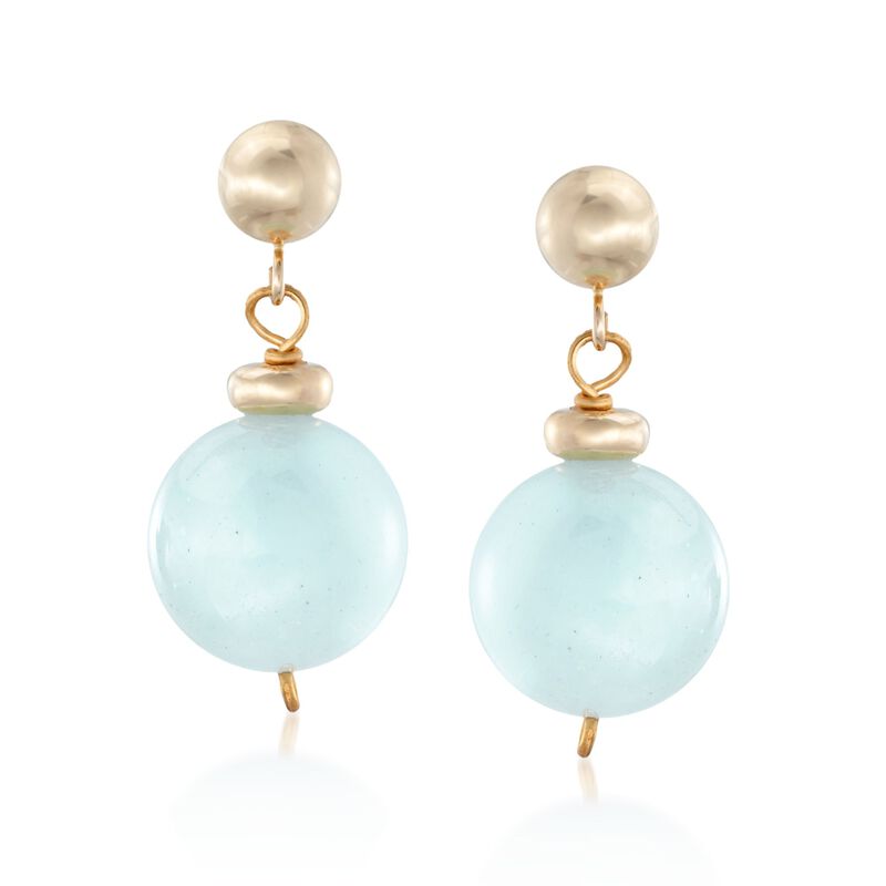 14.00 ct. t.w. Aquamarine Bead Drop Earrings in 14kt Yellow Gold image number 0