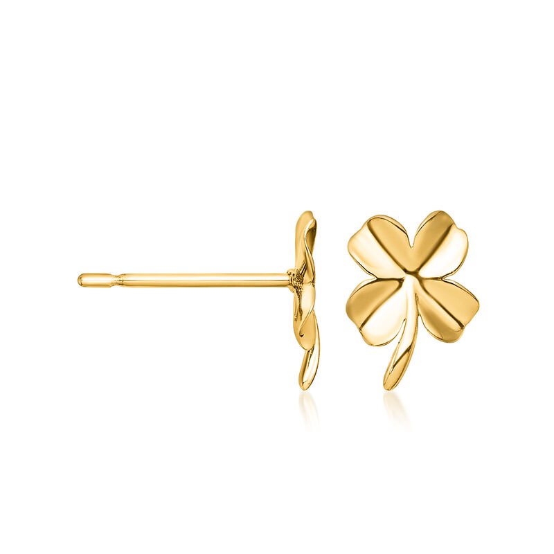 14kt Yellow Gold Four-Leaf Clover Earrings image number 1