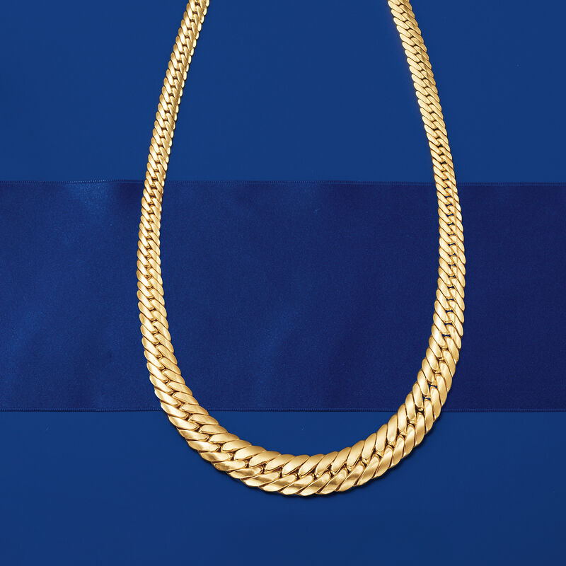 18kt Yellow Gold Graduated Cuban Link Necklace image number 2