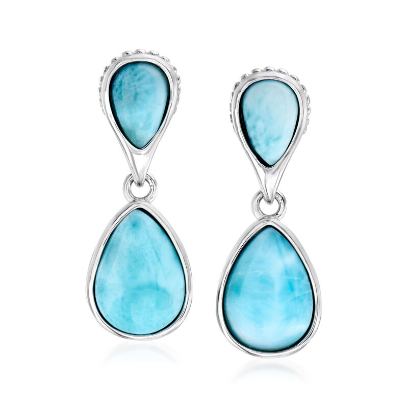 Larimar Pear-Shaped Drop Earrings in Sterling Silver image number 0