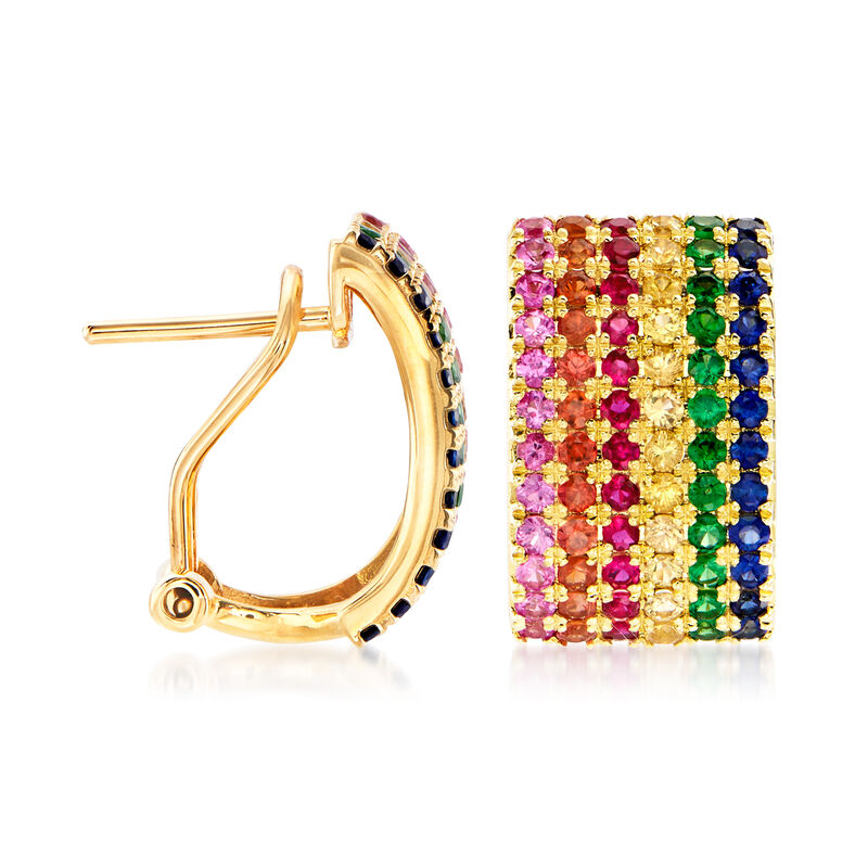 3.00 ct. t.w. Multi-Gemstone Earrings in 14kt Yellow Gold image number 2