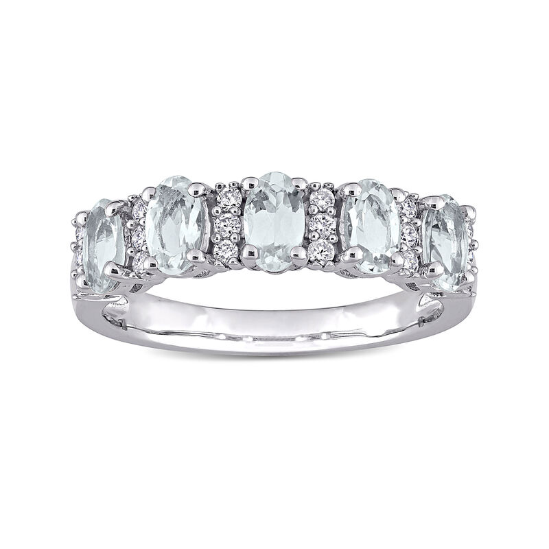 1.20 ct. t.w. Aquamarine and .16 ct. t.w. Diamond Ring in 14kt White Gold image number 0