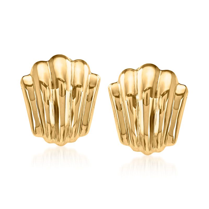 14kt Yellow Gold Seashell Motif Clip-On Earrings image number 0
