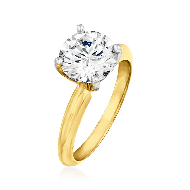 2.30 Carat Certified Diamond Solitaire Engagement Ring in 14kt Yellow Gold. Size 6 image number 2