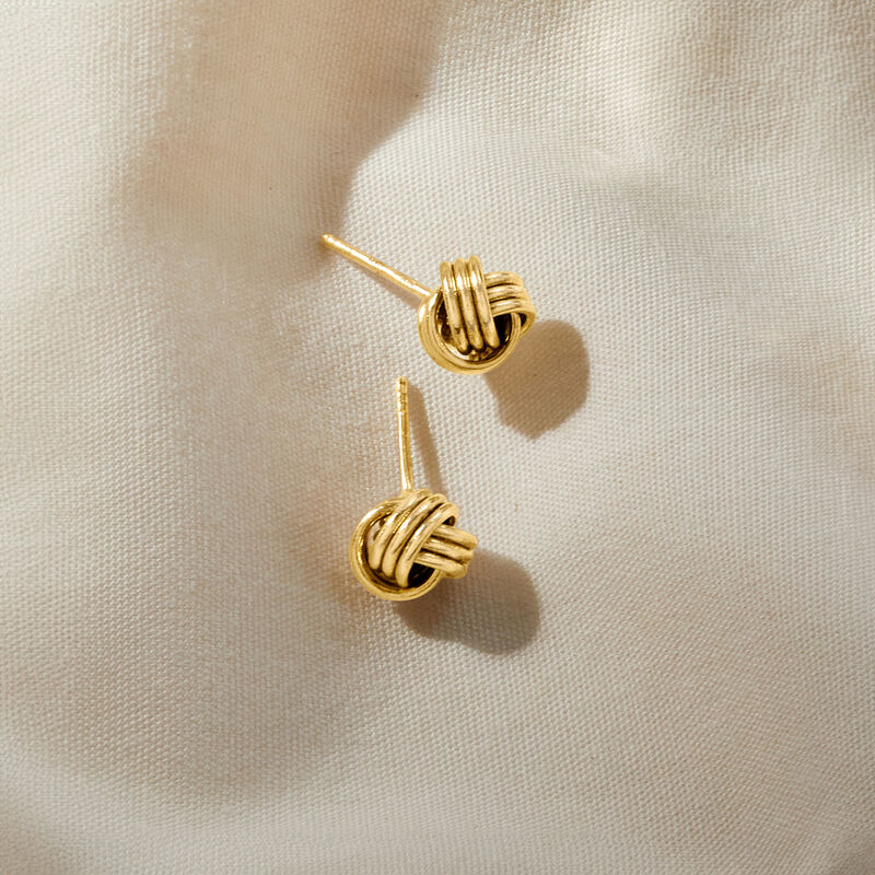 14kt Yellow Gold Love Knot Stud Earrings image number 1