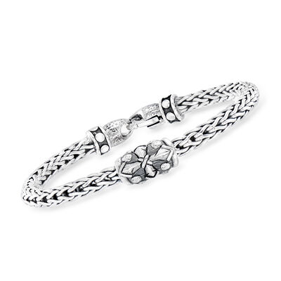 Phillip Gavriel Men's "Woven" Sterling Silver Four-Point Bracelet