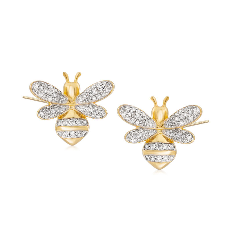 .50 ct. t.w. Diamond Bumblebee Earrings in 18kt Gold Over Sterling  image number 0