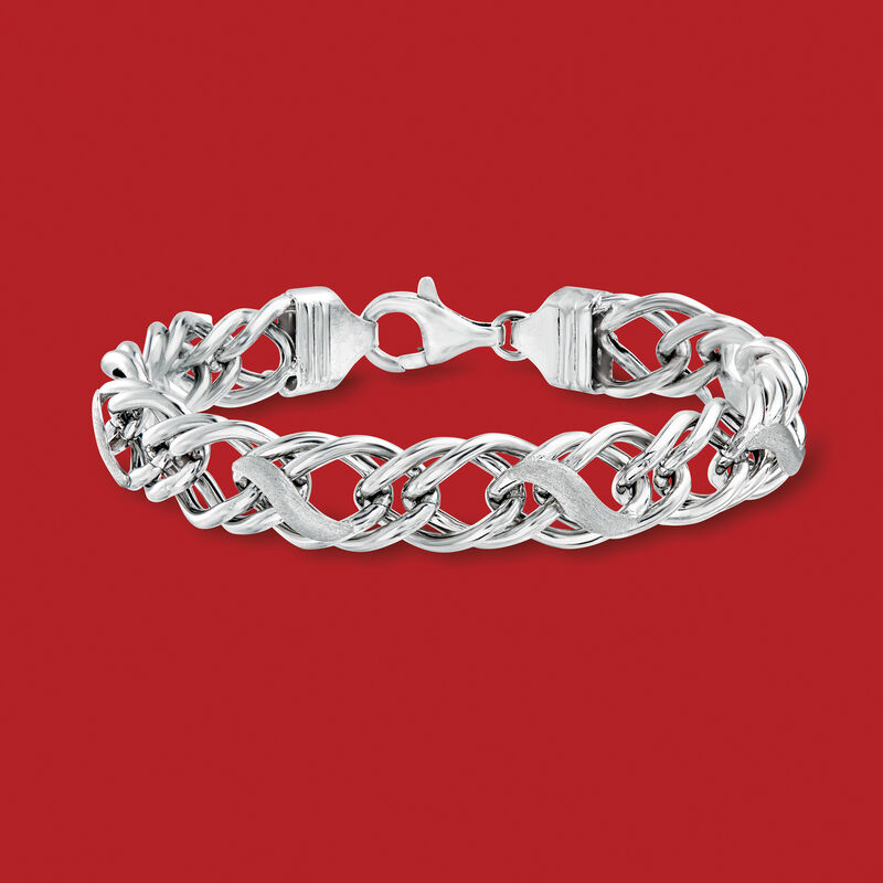 Italian Sterling Silver Multi-Link Bracelet image number 2