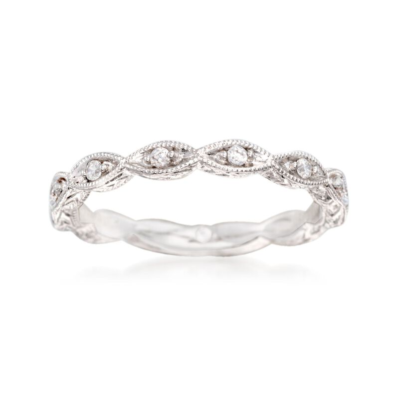 Gabriel Designs .13 ct. t.w. Diamond Marquise Wedding Ring in 14kt White Gold image number 0