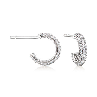 .50 ct. t.w. Pave Diamond C-Hoop Earrings in 14kt White Gold