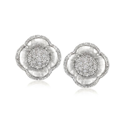 C. 1980 Vintage .99 ct. t.w. Diamond Flower Earrings in 18kt White Gold