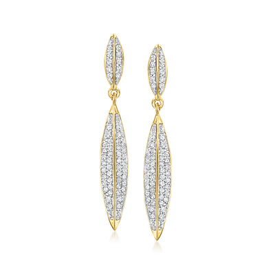 .50 ct. t.w. Diamond Oval Drop Earrings in 18kt Gold Over Sterling