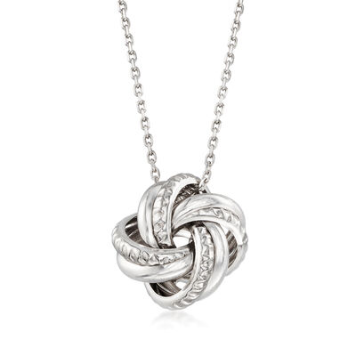 Italian Sterling Silver Love Knot Pendant Necklace