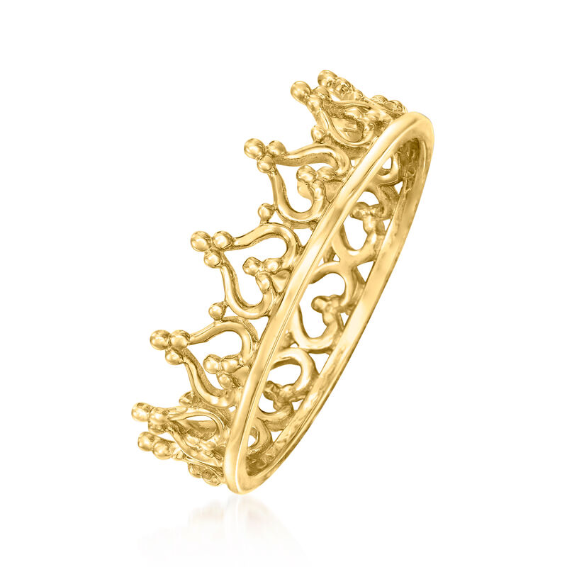 14kt Yellow Gold Royal Crown Ring. Size 10 image number 2