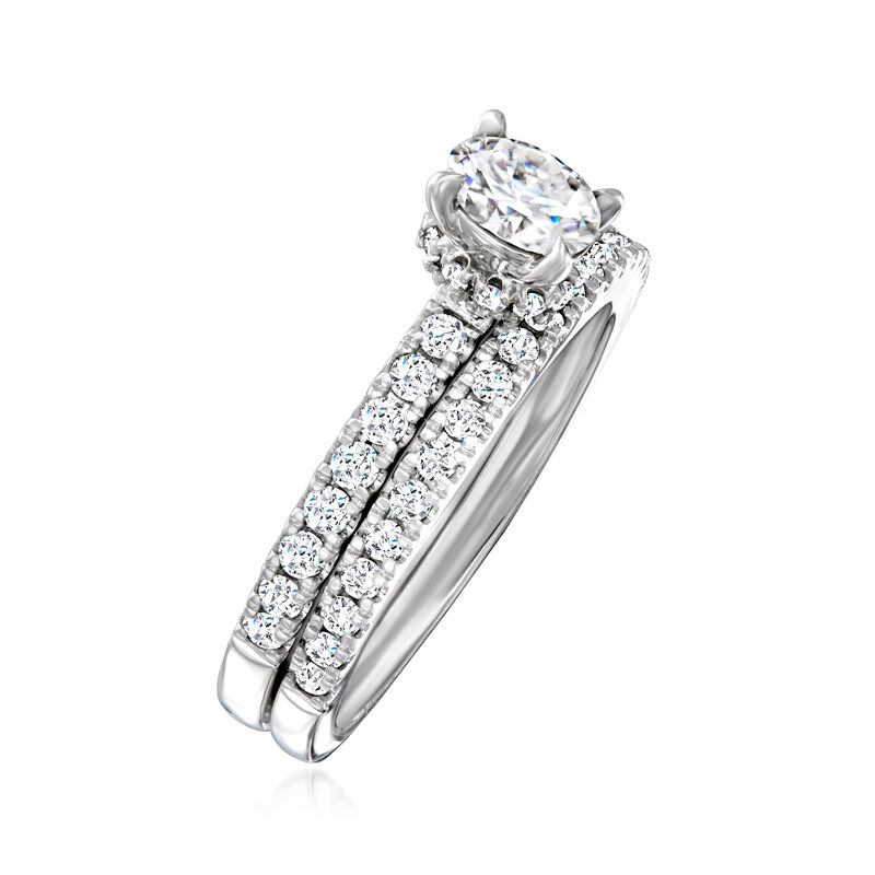 1.00 ct. t.w. Diamond Bridal Set: Engagement and Wedding Rings in 14kt White Gold image number 2
