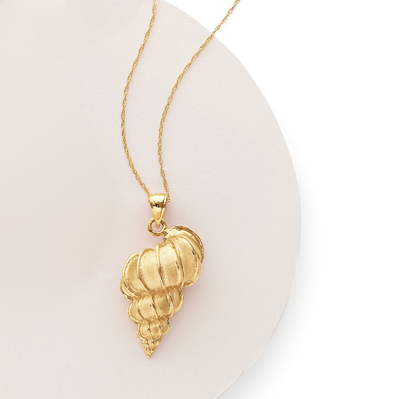 14kt Yellow Gold Conch Shell Pendant Necklace image number 2