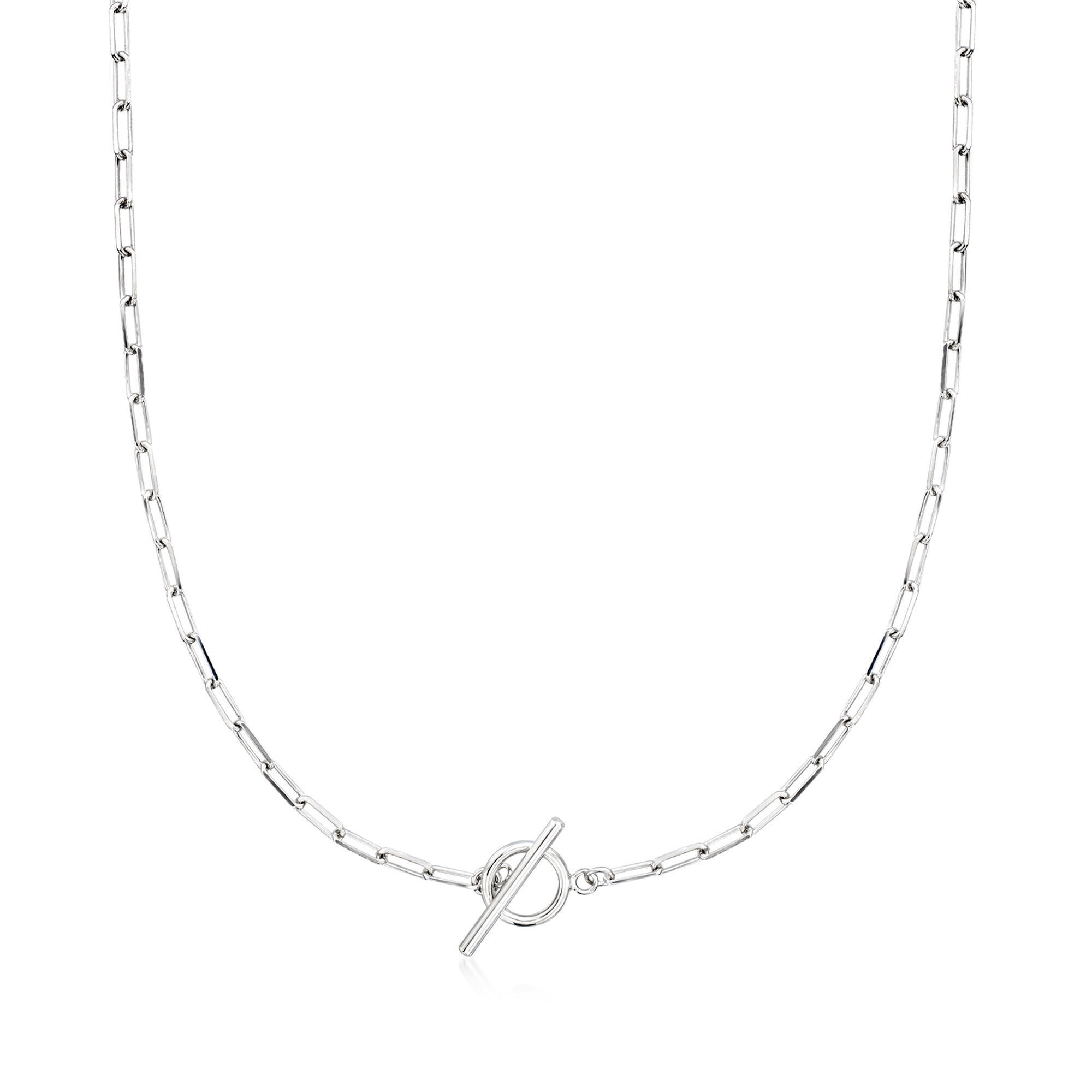 2.5mm Sterling Silver Paper Clip Link Toggle Necklace