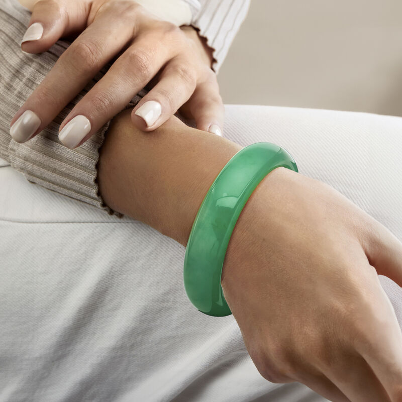 Simulated Jade Bangle Bracelet image number 1