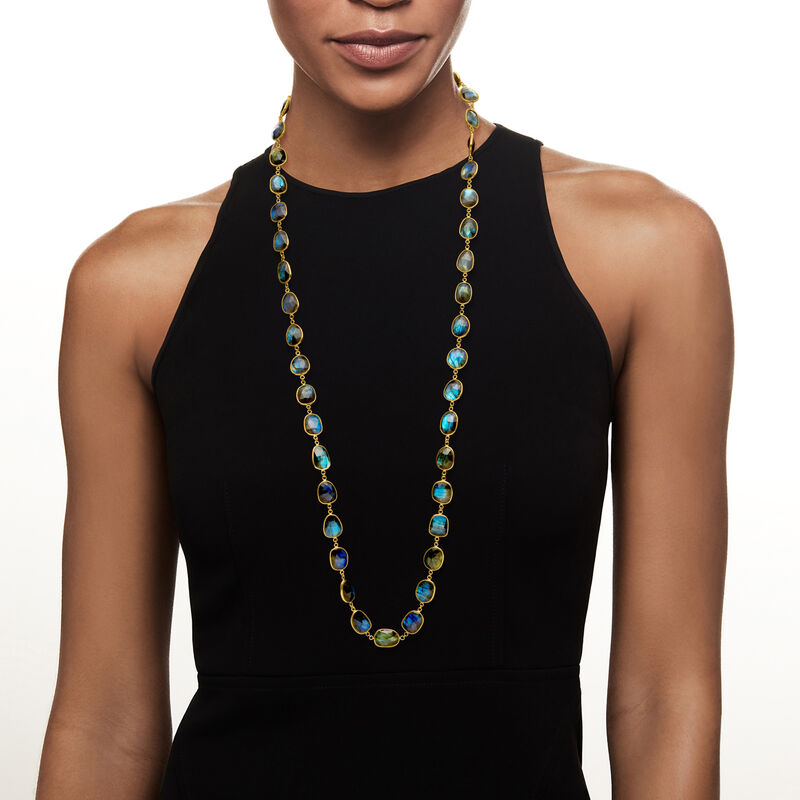 Labradorite Necklace in 18kt Gold Over Sterling. 36" image number 0