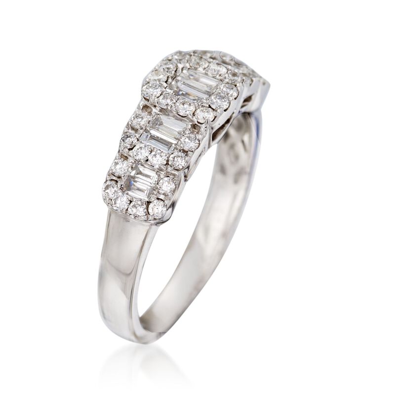 .66 ct. t.w. Baguette and Round Diamond Ring in 18kt White Gold image number 2